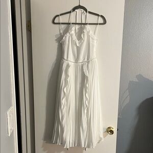 Fun White Halter Midi Dress
